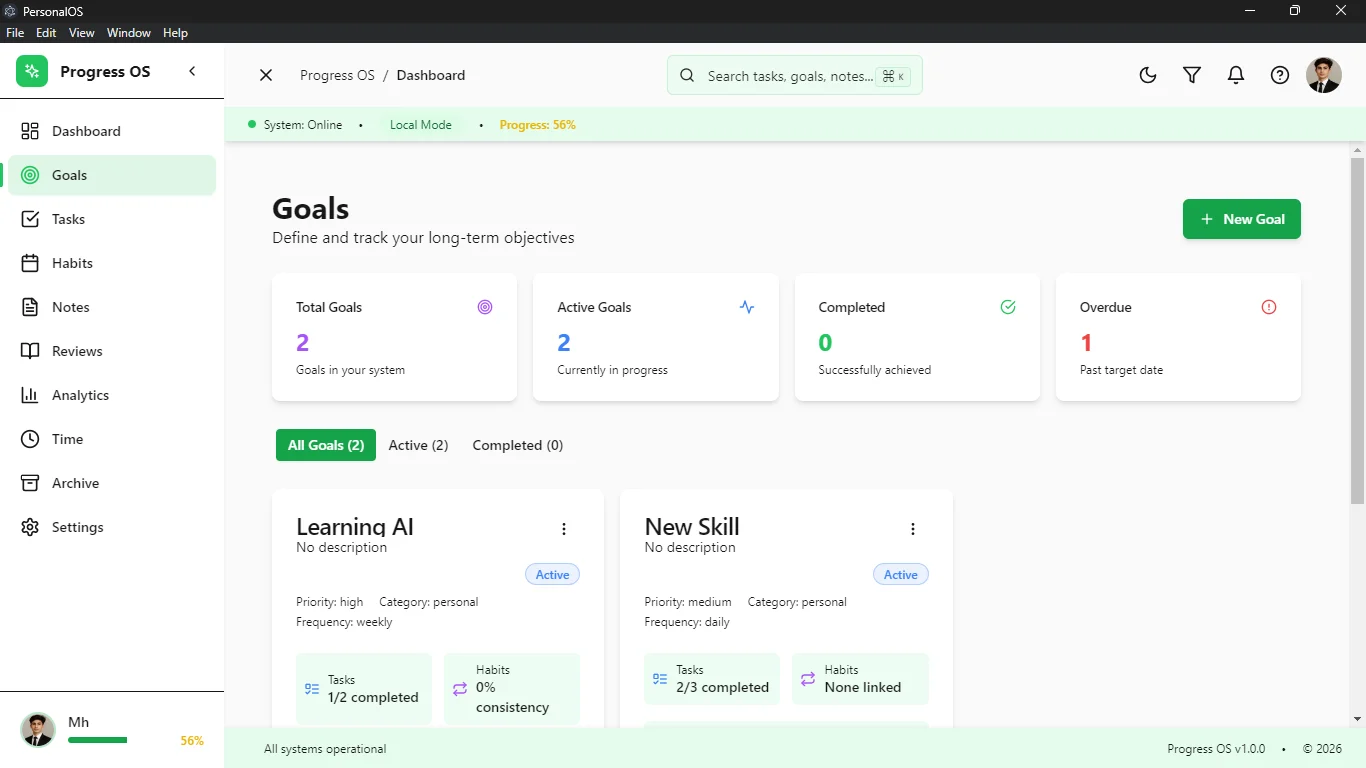 Goals Tracking Module